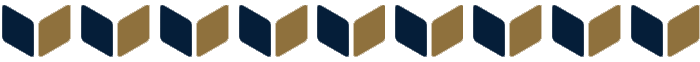 Row of cubes with only three sides visible – navy on the left, gold on the right, and white on the top.