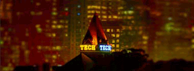 animated gif example of glittering tech tower